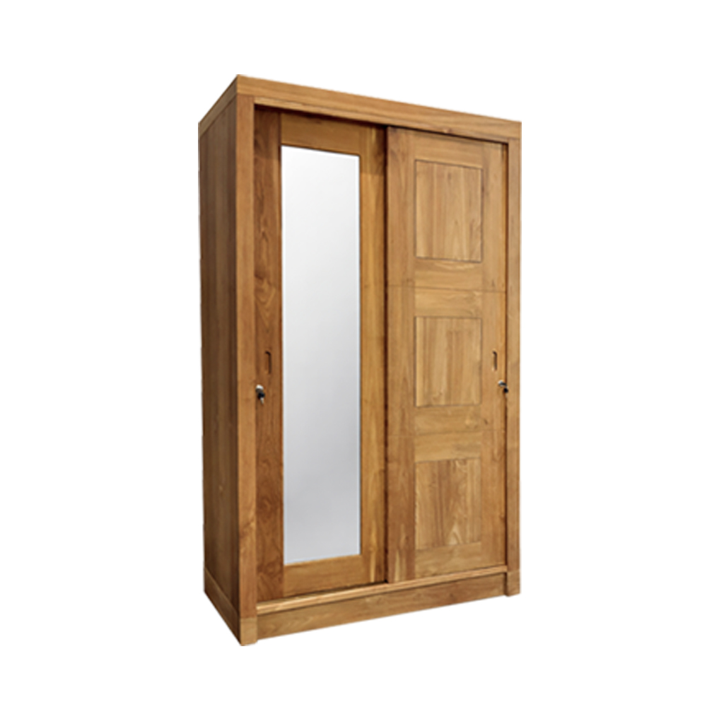WARDROBE 2 DOOR WITH 1 PLAIN 1 GLASS 120X 60X210